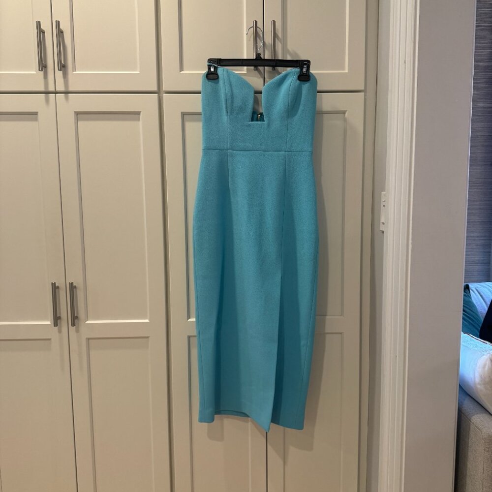 REBECCA VALLANCE Michelle Strapless Midi Dress